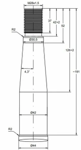 Punta filettata per caricamento frontale ø 42mm lunghezza 1100mm - Shw