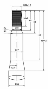 Punta piegata per forca letame ø 36 lunghezza 815mm - Shw