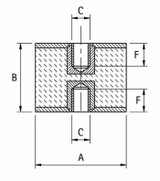 Antivibrante femmina/femmina 30x30,M8 - Ama