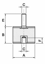 Antivibrante maschio/femmina 25x20,M6x18 - Ama