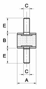 Antivibrante maschio/maschio 25x20,M6x18 - Ama