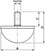 Antivibrante paracolpi ø 30 x M6 - Ama