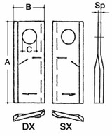 Coltello sinistro piegato 120x49x4mm adattabile a Fella 111725, New holland 784221, John Deere CC21781, Vicon 90258699 - Ama