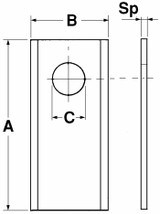Coltello per falciatrice lunghezza 105mm foro Ø 21mm - Ama