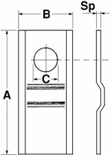 Coltello piegato con foro Ø 21mm 108x47x3mm adattabile a PZ CM120/108 - Ama