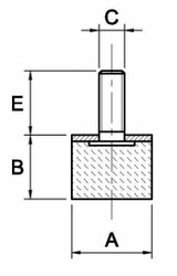 Piede maschio M12 ø75x50 - Ama