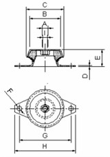 Supporto antivibrante a campana 62X30mm con filetto M10 - Ama
