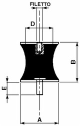 Supporto antivibrante sgolato 40x30 - maschio/femmina - Ama