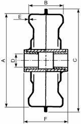 Ruota in lamiera 320x100mm con foro Ø 30mm e boccola in nylon - Ama