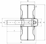 Ruota in lamiera completa con albero 250x100mm - Ama