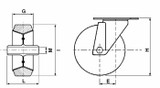 Ruota gommata160x40mm girevole con freno - Ama