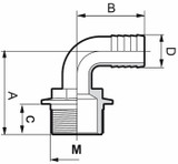 Raccordo portagomma curvo filetto maschio G1/2" - Arag