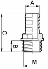 Raccordo portagomma dritto Ø 20 filetto maschio G3/4" - Arag