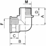 Raccordo maschio-femmina curvo G1"1/2 - Arag