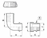 Raccordo portagomma curvo in 3 pezzi Ø 50 filettatura G1"1/2 - Arag