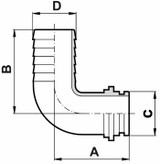 Raccordo portagomma curvo Ø 25 per girello G1"1/4 - Arag