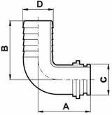 Raccordo portagomma curvo Ø 25 per girello G1"1/4 - Arag