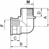 Raccordo maschio-femmina curvo G1"1/4 - Arag