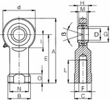 Terminale a snodo femmina per terzo punto Ø 8mm modello EFDO - Ama