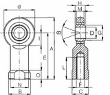 Terminale a snodo femmina Ama 0EFUK08 per terzo punto Ø 8mm - Ama