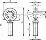Terminale a snodo maschio per terzo punto Ø 20mm con accoppiamento acciaio su acciaio - Ama