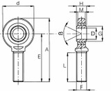 Terminale a snodo maschio per terzo punto Ø 14mm con accoppiamento acciaio su bronzo - Ama