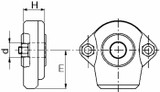 Supporto inferiore smontabile rotula sferica seconda categoria con Ø 25mm - Ama