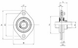 Supporto a flangia a 2 fori in lamiera stampata SBPFL 206 con cuscinetto Ø 30mm - Ama