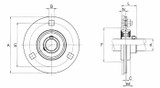 Supporto a flangia tonda in lamiera stampata SBPF 206 con cuscinetto Ø 30mm - Ama