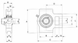 Supporto scorrevole autoallineante UCT 204 con cuscinetto Ø 20mm - Ama