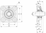 Supporto a flangia quadra autoallineante Ama UCF 208  con cuscinetto Ø 40mm - Ama