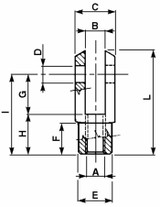 Forcella con foro filettato M10,senza perno - Ama