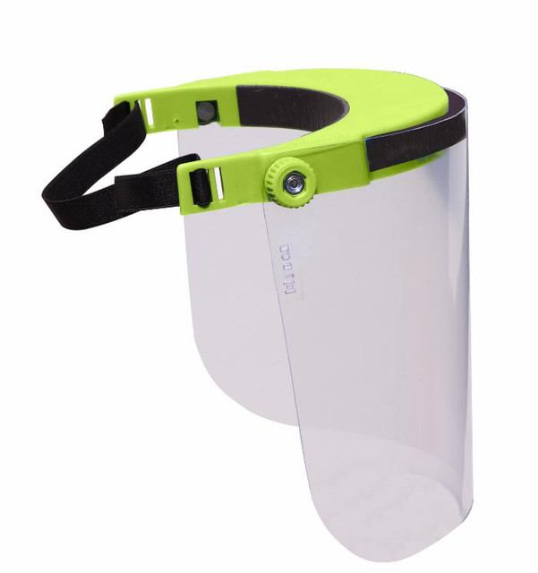 Visiera verde regolabile in policarbonato certificata 160g per protezione con banda elastica - Ama