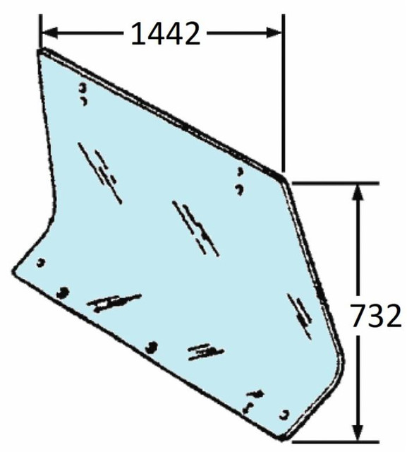 Cristallo posteriore adattabile al riferimento originale Fiat 5129357 per cabina CS 13,17,19,22,23,Confort larga, - Ama