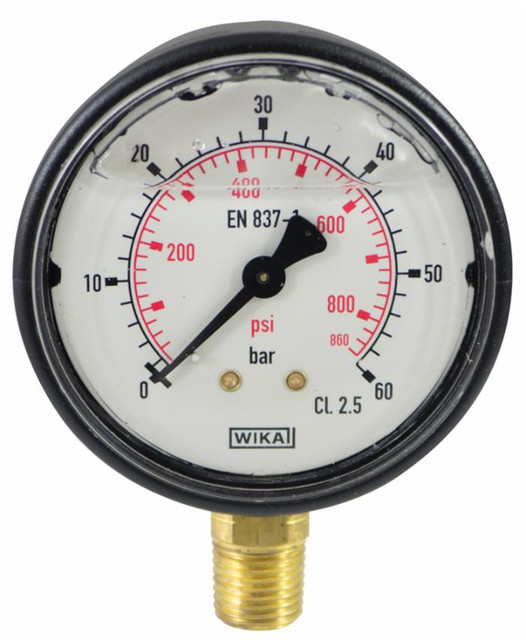Manometro alla glicerina Ø 63 mm con scala 0-60 e attacco M1/4" - Wika