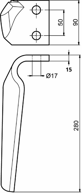 Dente per erpice lunghezza 280mm larghezza 90mm adattabile Sicma - Ama