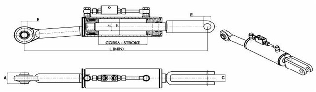 Braccio laterale idraulico 80x40x190mm con lunghezza massima 911mm - Ama