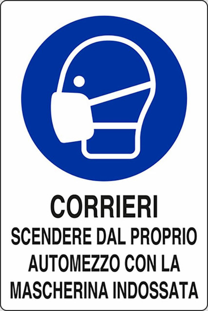 Segnaletica Covid-19 obbligo mascherina corrieri - Ama