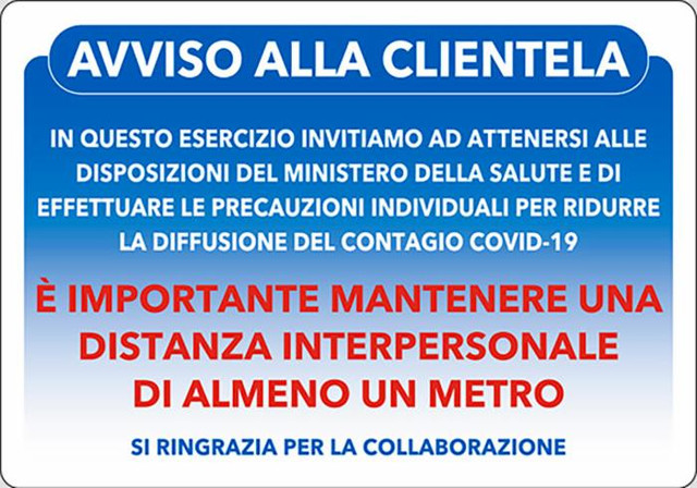 Segnaletica Covid-19 avviso clientela - Ama