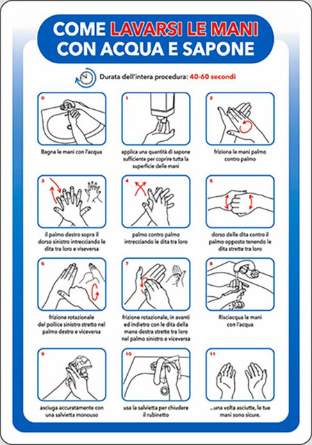 Segnaletica Covid-19 corretta igiene mani - Ama