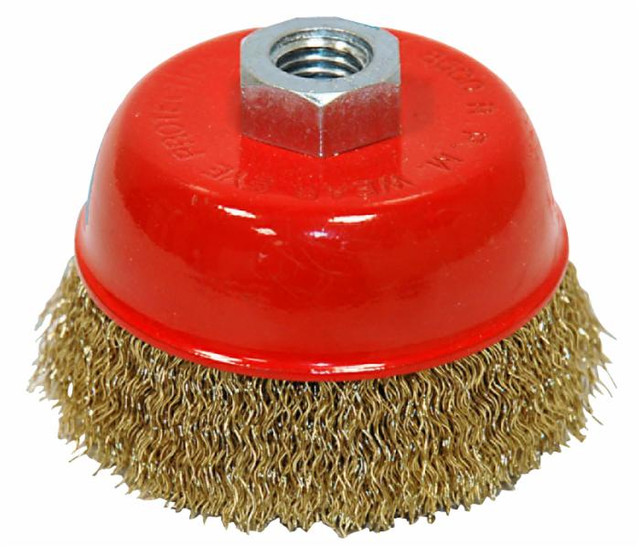 Spazzola a tazza con fili ondulati in acciaio inox con  Ø 80 mm - Ama