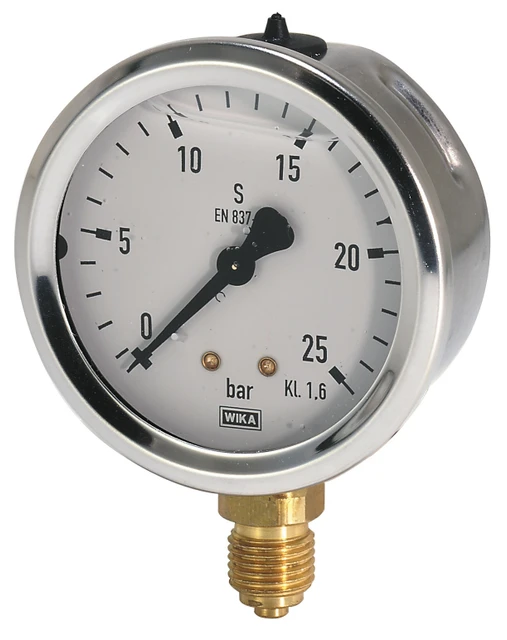 Manometro in inox ø 63mm con scala 0/25 bar e attacco radiale G 1/4" - Wika