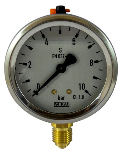 MANOMETRO IN INOX Ø 63MM, SCALA 0/10 BAR, ATTACCO RADIALE G 1/4" - Wika