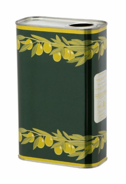Latta per olio 1 lt rettangolare verde goccia gialla foro D32 - Ama