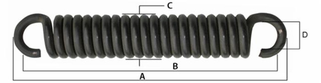 Molla tiller con gancio aperto filo da 10mm e lunghezza 345mm - Ama