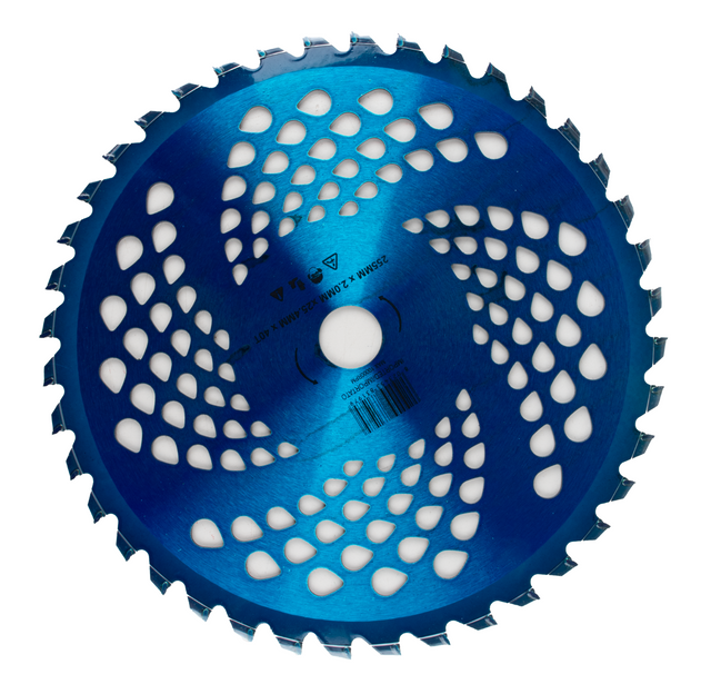 Disco professionale per decespugliatore con 40 denti in tungsteno anodizzato blu Ø esterno 255mm Ø foro 25,4mm per qualsiasi tipo di erba e vegetazione - Ama