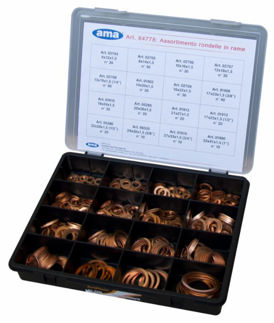 Assortimento rondelle in rame da 400 pezzi - Ama Refluid