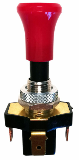 Interruttore a tiretto con ritorno e pomolo rosso luminoso 12V 12A - Ama
