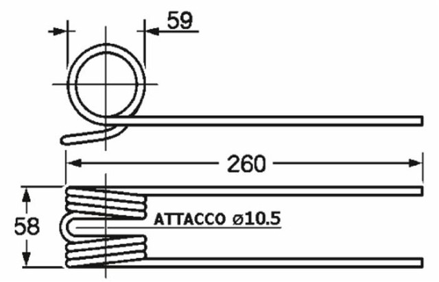 Dente ranghinatore adattabile Gaspardo R01561 attacco 10 filo 6 - Ama