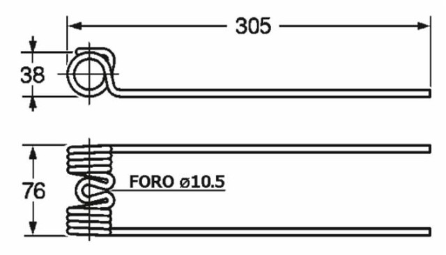 Dente ranghinatore lunghezza 305 adattabile Fontanesi FF8,9,11 filo 5,5 - Ama